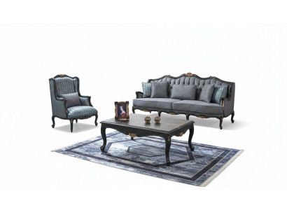 Divano Set di divani Divano in tessuto Divano imbottito Grigio Chesterfield