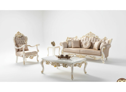 Divano di lusso in tessuto Chesterfield beige