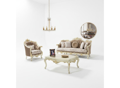 Divano Set di divani a tre posti Poltrona Divano Set Beige Divano imbottito