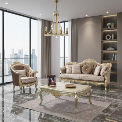 Divano in tessuto Divano imbottito Set di divani Beige Chesterfield