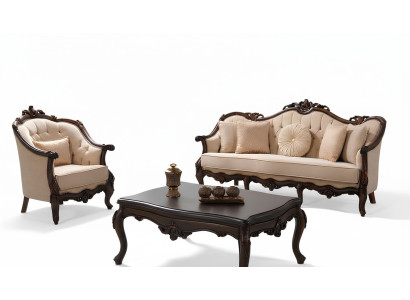 Divano imbottito Chesterfield Set di divani in tessuto beige
