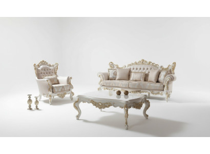 Set di divani di lusso, completo di divano beige, divano imbottito in tessuto.