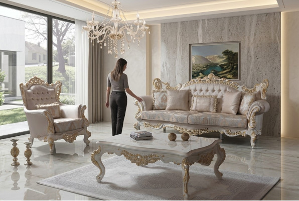 Divano imbottito Set completo di divani Set divano Beige Divano in tessuto