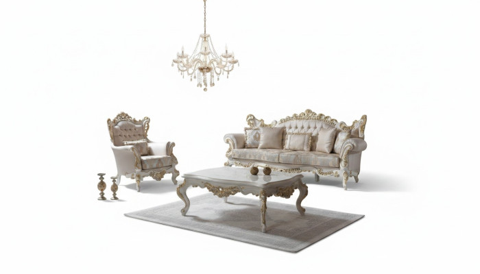 Divano imbottito Set completo di divani Set divano Beige Divano in tessuto