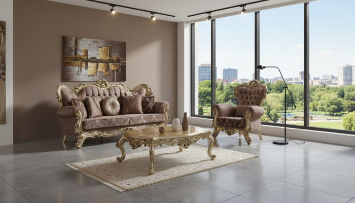 Set di divani imbottiti in tessuto lilla Chesterfield, divano, divano letto, divano lilla.