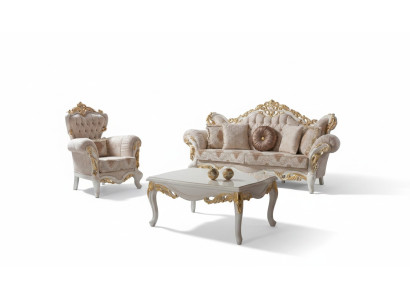 Set di divani di lusso Composizione completa del divano Divano beige Divano imbottito Divano in tessuto Sofa