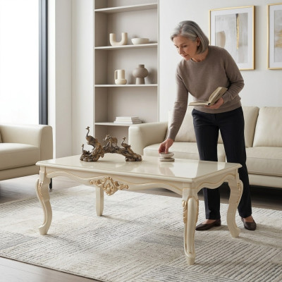 Tavolino da salotto tavolino da soggiorno comodino console in legno beige.