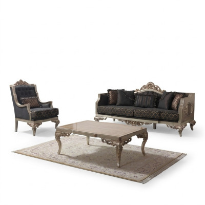 Set di divani da soggiorno Divano imbottito Set divano Chesterfield grigio in tessuto.