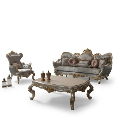 Set di divani di lusso, set completo di divani grigi in tessuto.