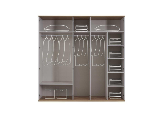 Armadio guardaroba Camera da letto Armadio Grigio Legno Specchio 5 porte