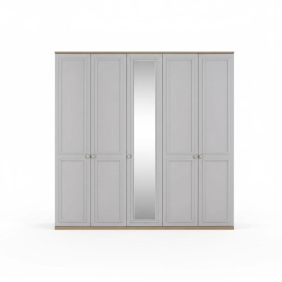 Armadio guardaroba Camera da letto Armadio Grigio Legno Specchio 5 porte