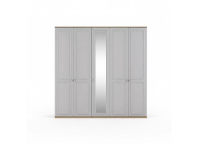 Armadio guardaroba Camera da letto Armadio Grigio Legno Specchio 5 porte