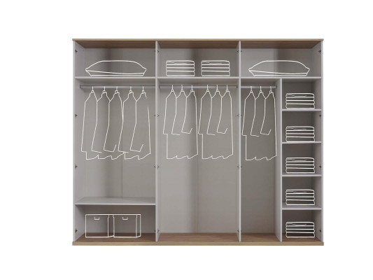 Armadio camera da letto Armadio Guardaroba Grigio Legno Specchio 6 Ante