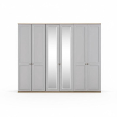 Armadio camera da letto Armadio Guardaroba Grigio Legno Specchio 6 Ante