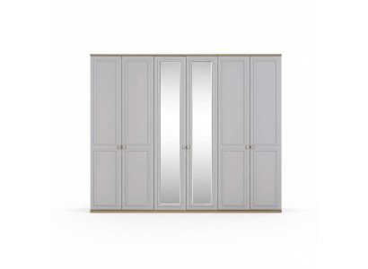 Armadio camera da letto Armadio Guardaroba Grigio Legno Specchio 6 Ante