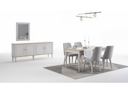 Mobili da sala da pranzo Set da pranzo Sala da pranzo Tavolo Sedie Legno Grigio Set 9 pezzi  Möbel für Esszimmer Esszimmerset Esszimmer Tisch Stühle Holz Grau Set 9-teilig