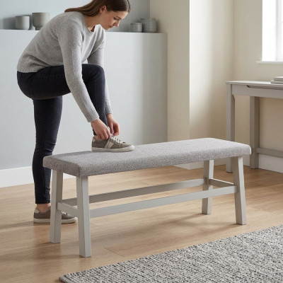 Sgabello Banca Sedile Panca Pouf Sgabello Sala da pranzo Grigio Legno