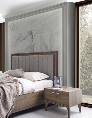 Camera da letto Set matrimoniale Letto Comodini Marrone Legno Set 3 Pezzi