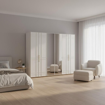 Armadi Armadi Armadio Abbigliamento Bianco Legno Specchio 6 Porte Nuovo