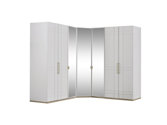 Armadio ad angolo Armadio Armadi Bianco Legno Specchio 7 Ante Grande