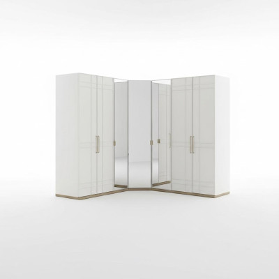 Armadio ad angolo Armadio Armadi Bianco Legno Specchio 7 Ante Grande