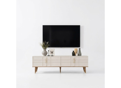 Mobile porta TV Basso mobile moderno armadietto televisivo. Soggiorno bianco in legno