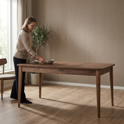 Tavolo da pranzo allungabile in legno marrone da 160 cm per sala da pranzo