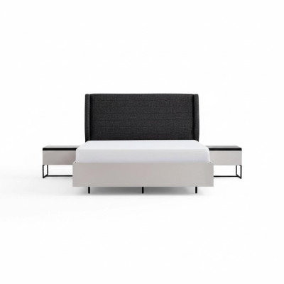 Mobili per camera da letto completi Letto matrimoniale in legno 3 pezzi Design Bianco Set letto