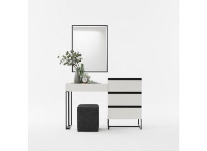 Tavolo da toeletta, tavolo per truccarsi, consolle, cassettiera, set di specchi 3 pezzi bianco