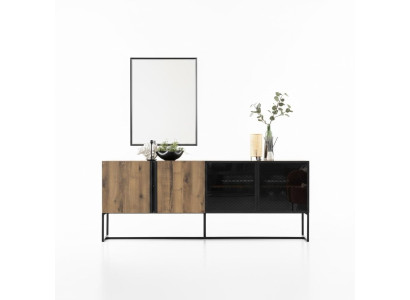 Mobile credenza con specchio gruppo comò legno marrone sala da pranzo