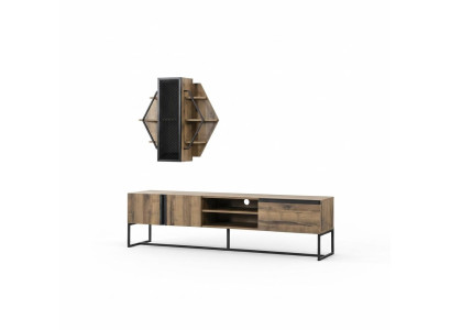 Gruppo mobile porta TV TV armadio RTV basso in legno marrone per soggiorno.