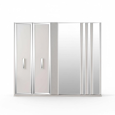 Design armadio di lusso con specchio grande in legno bianco moderno