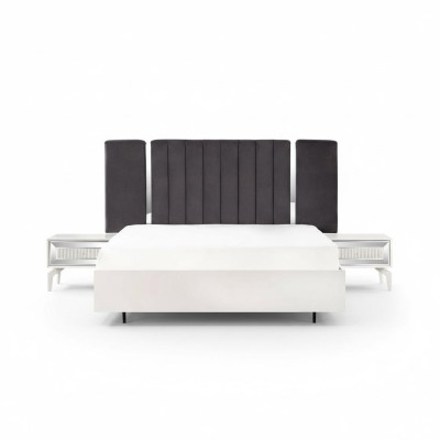 Doppio set letto camera da letto bianco cornice letto 3 pezzi comodini