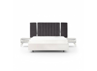 Doppio set letto camera da letto bianco cornice letto 3 pezzi comodini