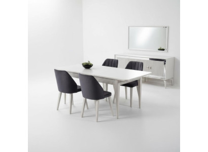 Tavolo da pranzo allungabile Moderno Set da pranzo da 9 pezzi in legno grigio