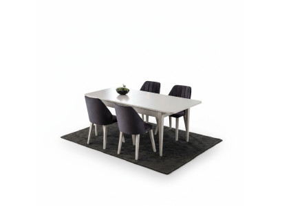 Gruppo da pranzo Tavolo allungabile Moderno Set sala da pranzo 7 pezzi Grigio legno