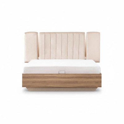 Telaio letto Letto Letto matrimoniale con contenitore Beige Stoffa Lusso Moderno