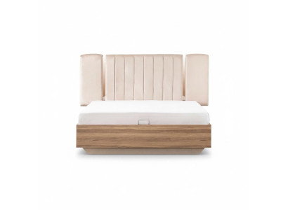 Telaio letto Letto Letto matrimoniale con contenitore Beige Stoffa Lusso Moderno