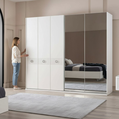 Armadio Bianco Camere da Letto Specchio Armadi in Legno