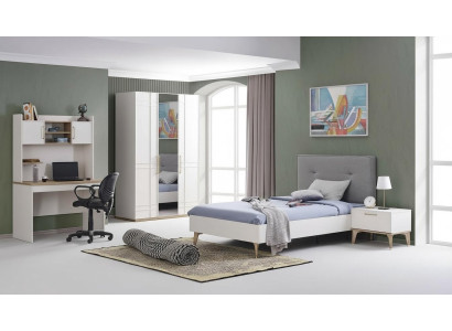 Set camera da letto per bambini Letto per ragazzi Set di letti 4 pezzi Bianco Legno