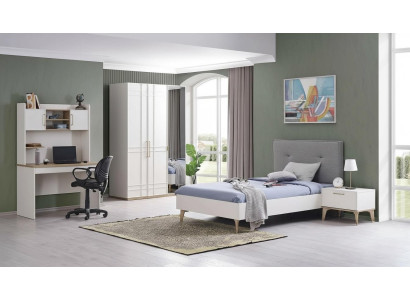 Set per camera dei bambini Letto per bambini Letto per ragazzi Set di biancheria da letto 4 pezzi Bianco Legno  Set per la camera dei bambini Letto per bambini Letto per ragazzi Set di biancheria da letto 4 pezzi Bianco Legno