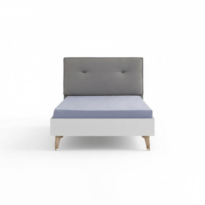 Lettino per bambini 100 cm Letto da giovane in legno grigio Camera dei bambini Tessuto Moderno