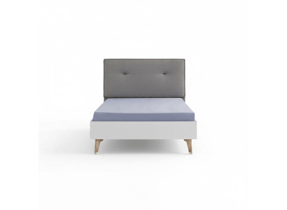 Lettino per bambini 100 cm Letto da giovane in legno grigio Camera dei bambini Tessuto Moderno