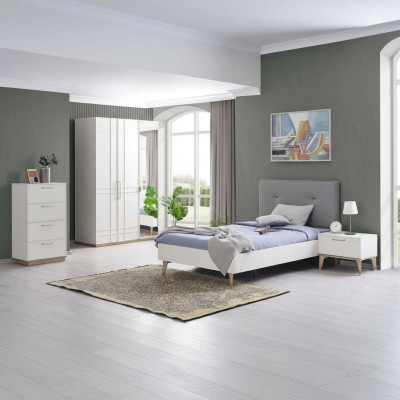 Set camera da letto per bambini Letto per ragazzi Set di letti 4 pezzi Bianco legno
