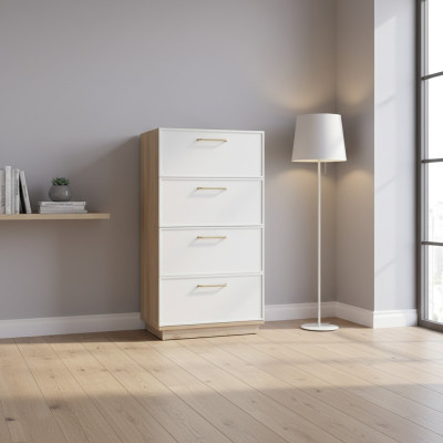 Comò Armadi Mobili in Legno Comodini Legno Bianco Camera da Letto Moderna