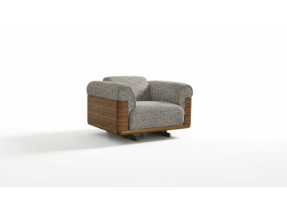 Poltrona in tessuto con braccioli, 1 posto, in poliestere grigio, stile moderno per soggiorno.