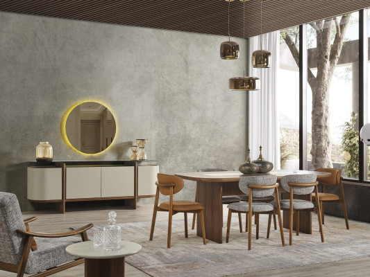 Gruppo di sedie da pranzo, angolo pranzo, set di tavoli da pranzo 9 pezzi, sala da pranzo marrone in legno nuovo
