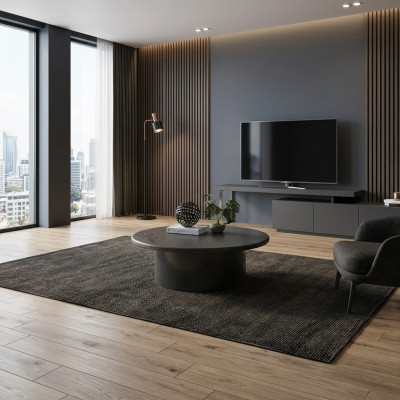 Tavolino da salotto, tavolino ausiliario, tavolo da soggiorno grigio in legno design arredamento.