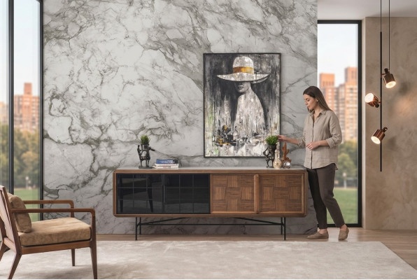 Vetrina sala da pranzo credenza comò in legno marrone armadio comò