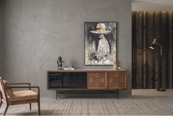 Vetrina sala da pranzo credenza comò in legno marrone armadio comò